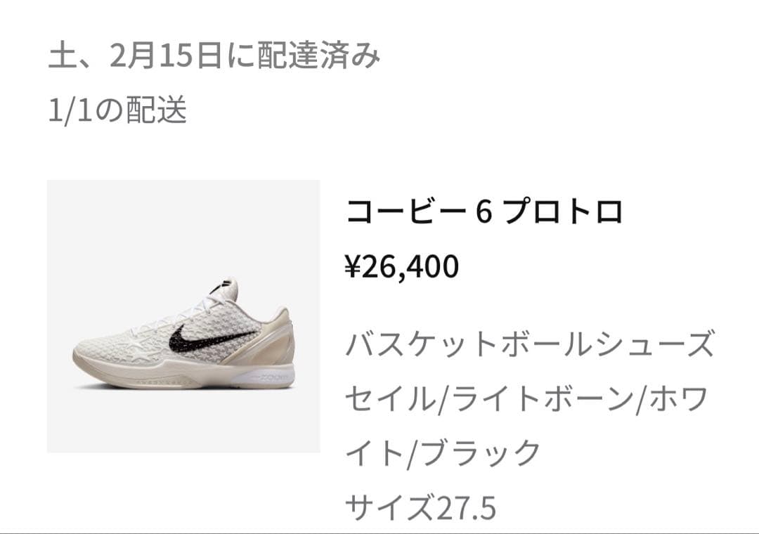 シューズ(男性用) Nike Kobe 6 Protro \"Sail 27.5cm