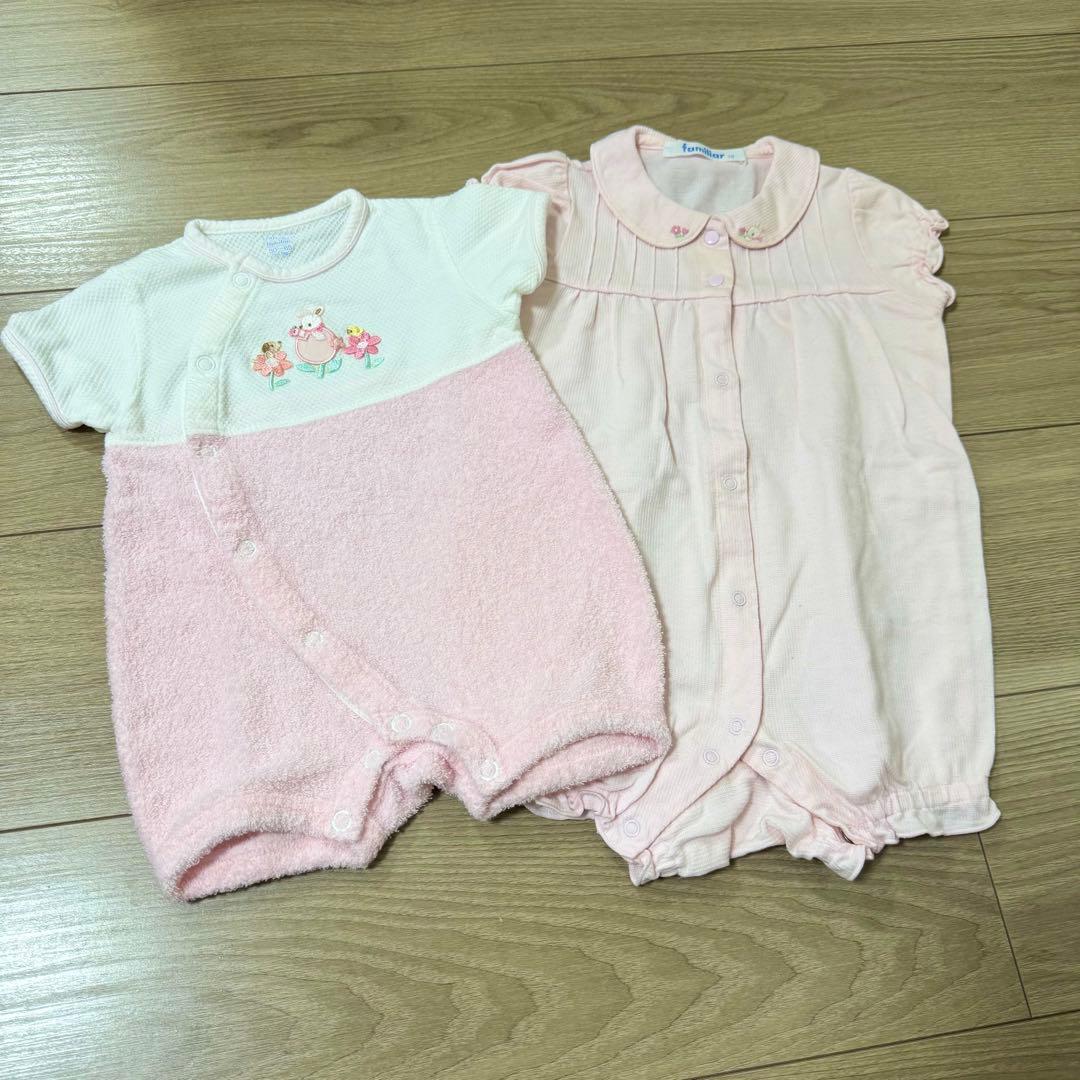 ファミリア ロンパース 60 70 ピンク - メルカリ