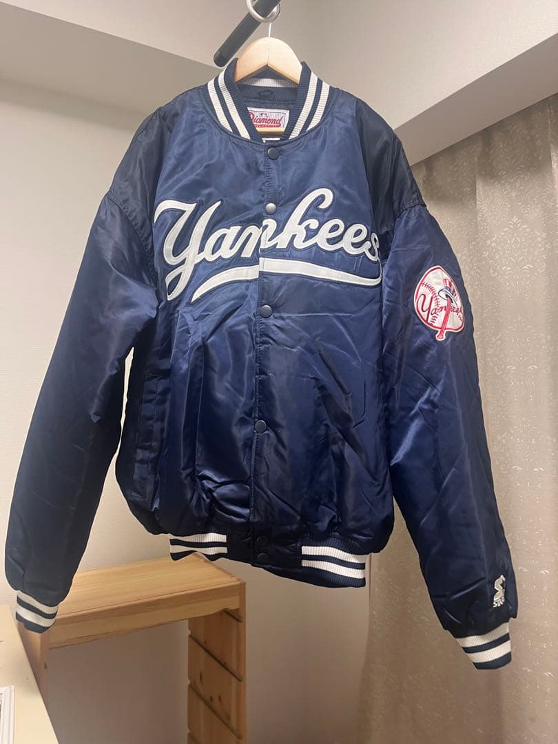 美品送料込】ヤンキース スタジャン MLB 刺繍 ネイビー90s 中綿 激レア