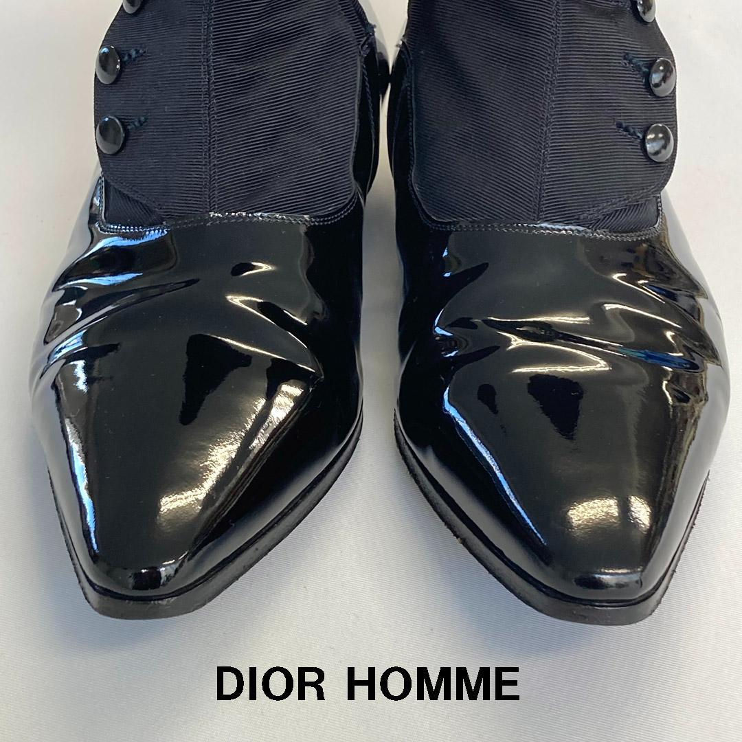 Dior Homme ディオールオム エナメルボタンアップレザーブーツ エディ
