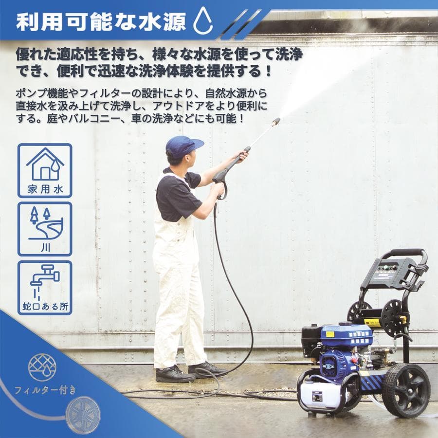 エンジン高圧洗浄機 ガソリン燃料 強力エンジン式高圧洗浄機 7.0HP 24