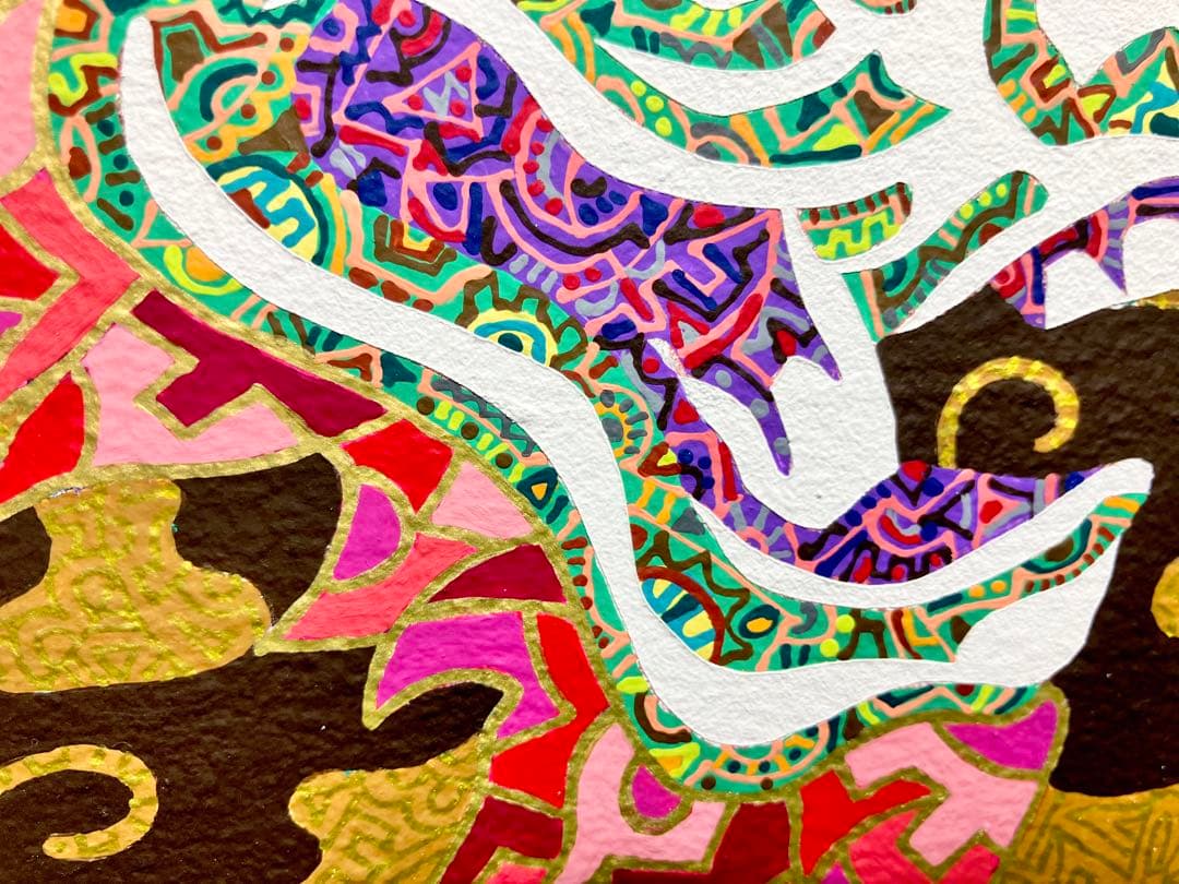 原画 龍 吉祥 動物画 絵画 アクリル画 現代アート 細密画 手描き 一点物