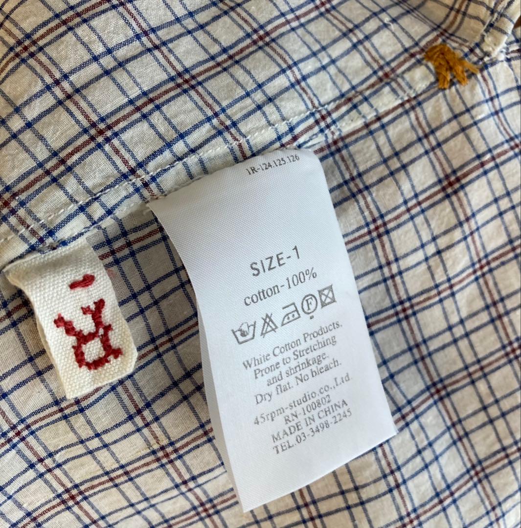 《美品★未使用》45rpm★2006年夏カタログ掲載★カディ格子柄シャツ