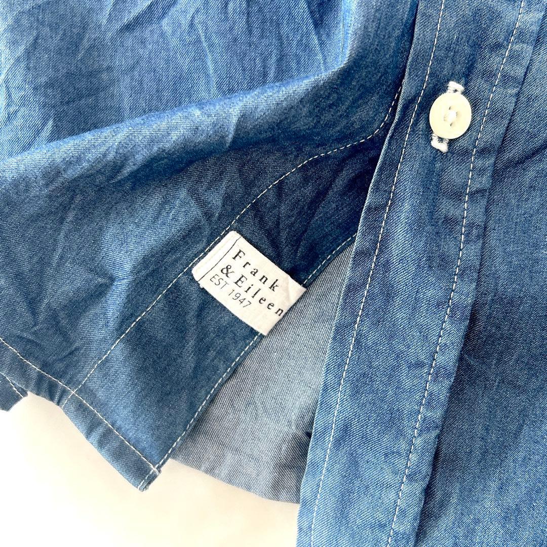 美品 フランク&アイリーン BARRY シワ加工 デニム スキッパーシャツ XS