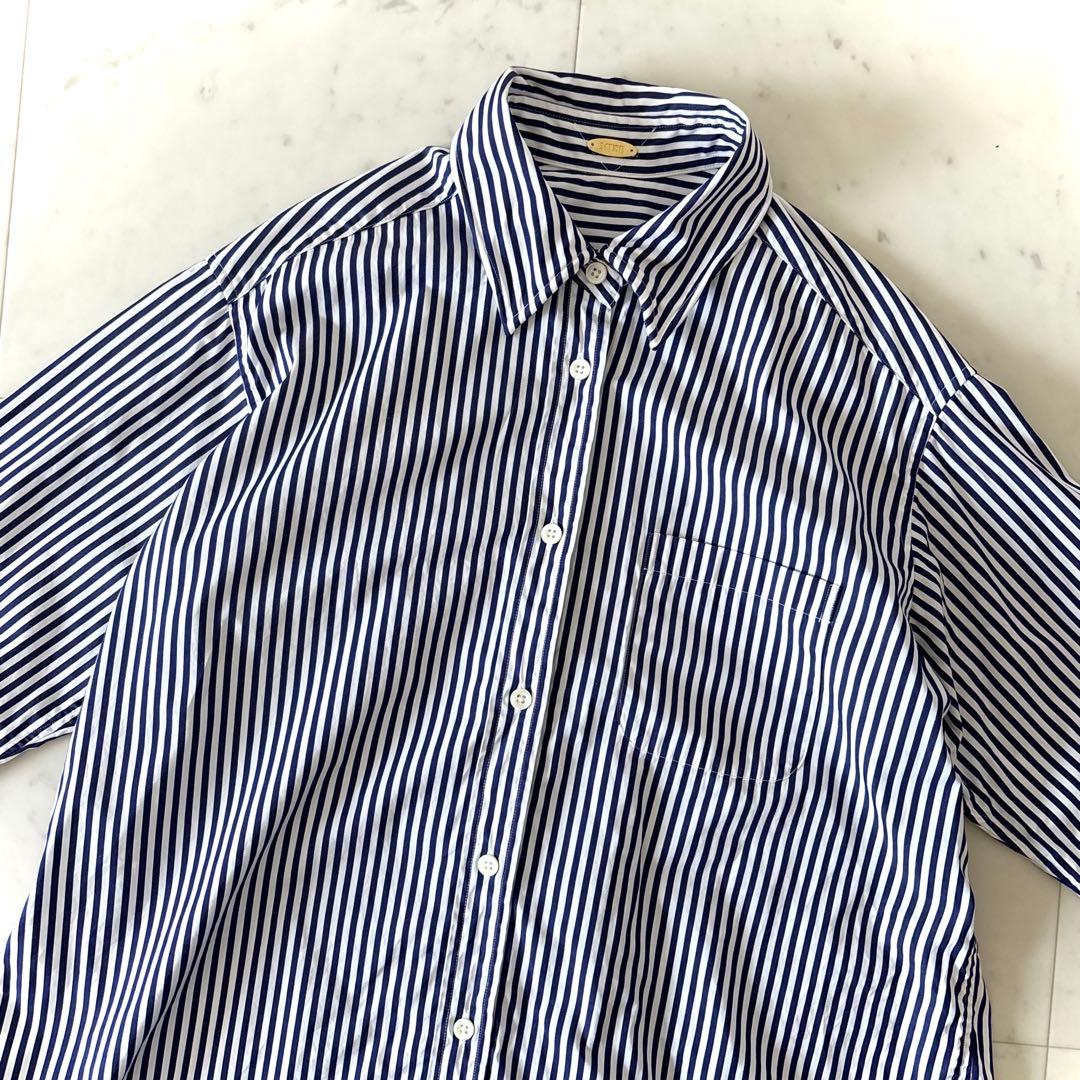 美品 ミューズドゥ ドゥーズィエムクラス コットン ストライプシャツ