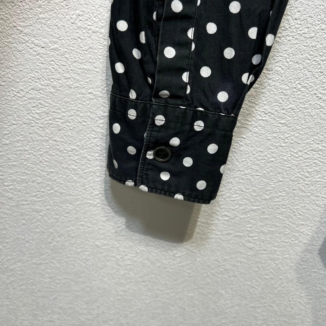 希少 08年製 ブラックコムデギャルソン ドット柄 丸襟 デザインシャツ