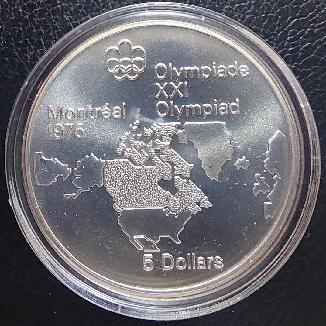 1973年カナダ銀貨 モントリオールオリンピック記念銀貨 北アメリカ地図