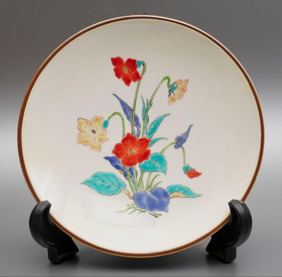 人間国宝 十四代 酒井田柿右衛門 本人作 濁手 すみれ文 皿 共箱 共布