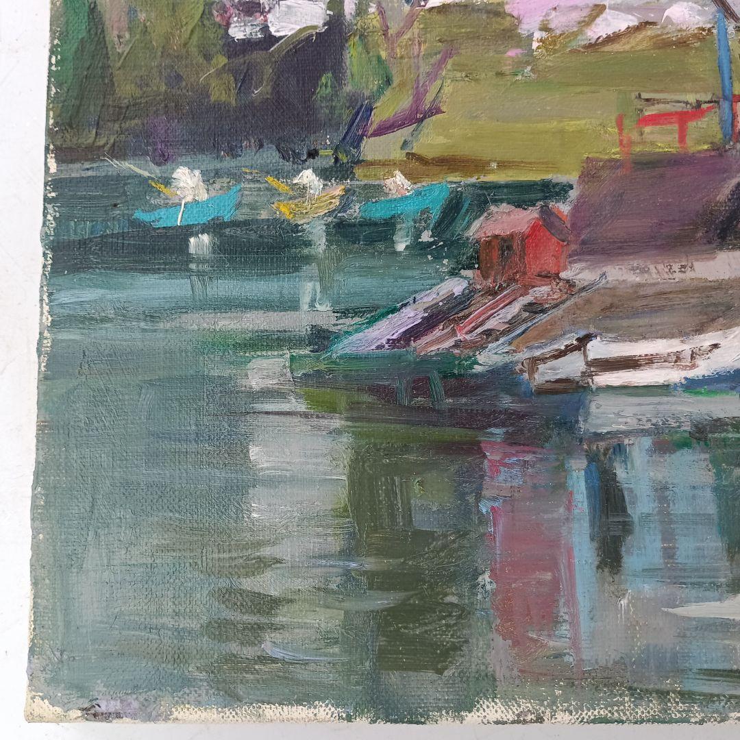 3179)川名満　油絵F8号　「湖畔の春」