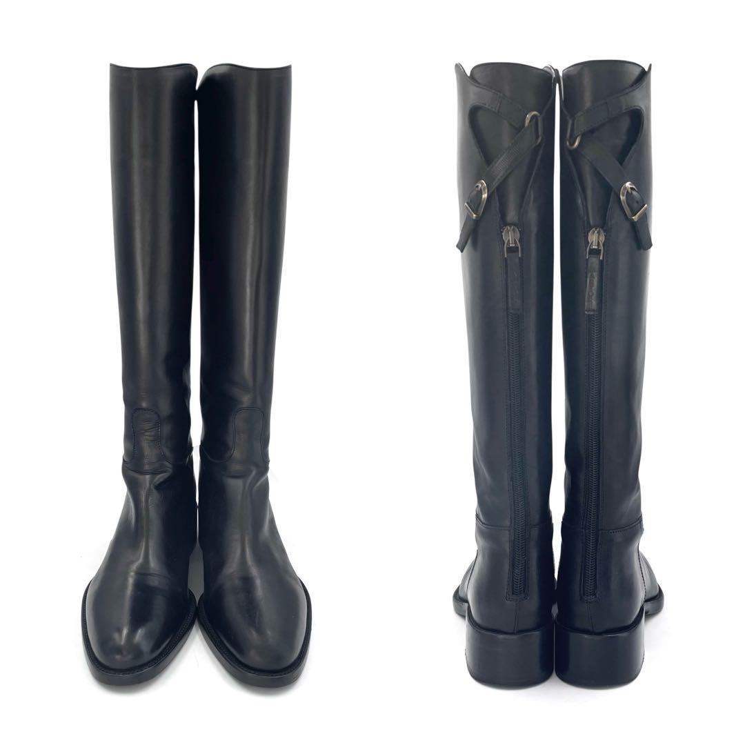 《未使用級》サルトル ロング 乗馬 ブーツ ジョッキー レザー ブラック 黒系