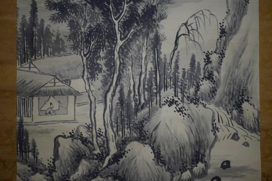 真作/阿南竹陀/山水独居図/桐共箱付/布袋屋掛軸HG-339 - メルカリ