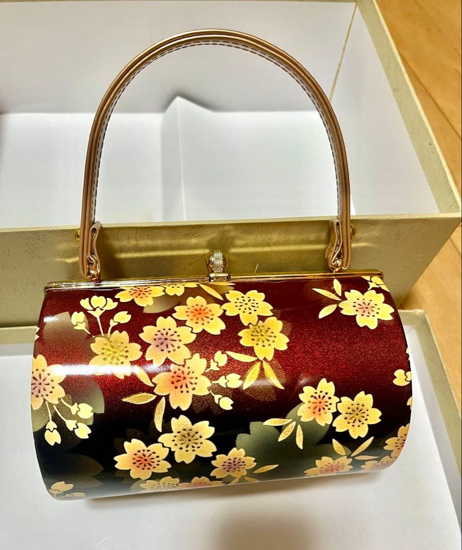 和装用 赤黒花柄 ハンドバッグ - メルカリ