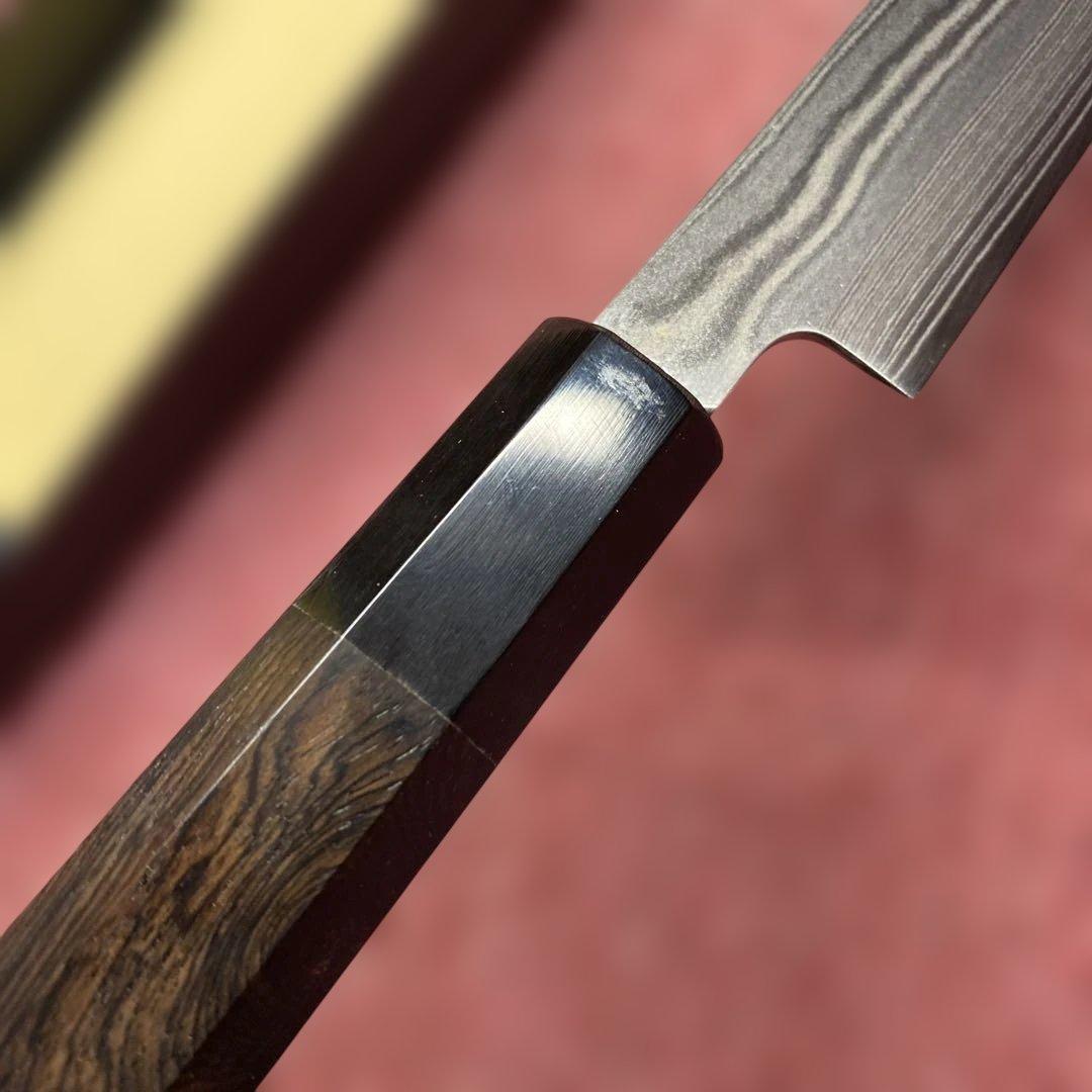 ハイカーボンステンレス鋼 両刃 勘所切付柳刃包丁 225㎜ 7.5寸