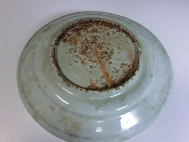 皿□中国明王朝期 花唐草 砂高台 鳳凰芙蓉文様 呉須染付皿 砂高台 古玩