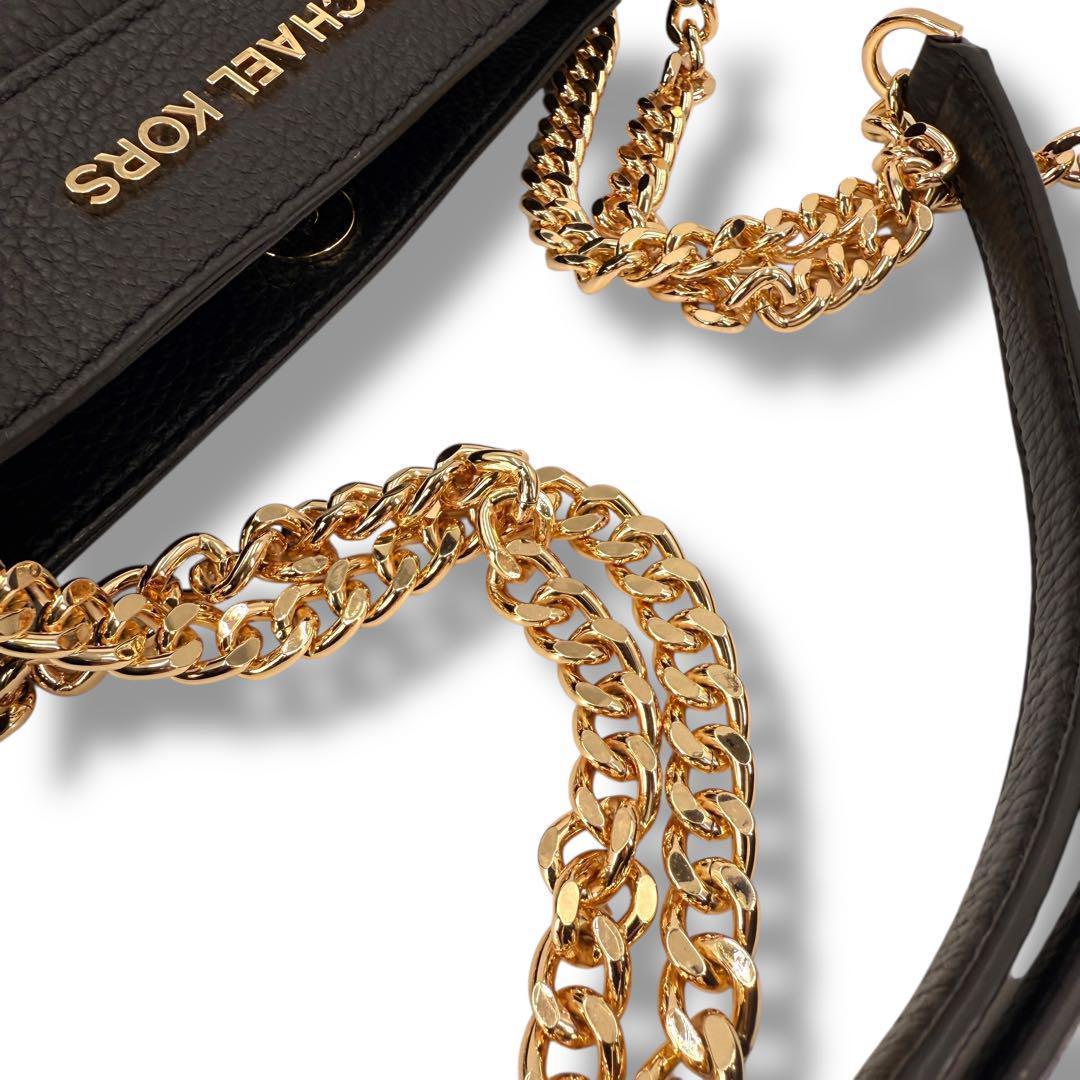 《極美品》マイケルコース ミニショルダーバック チェーン レザー シボ革 通勤