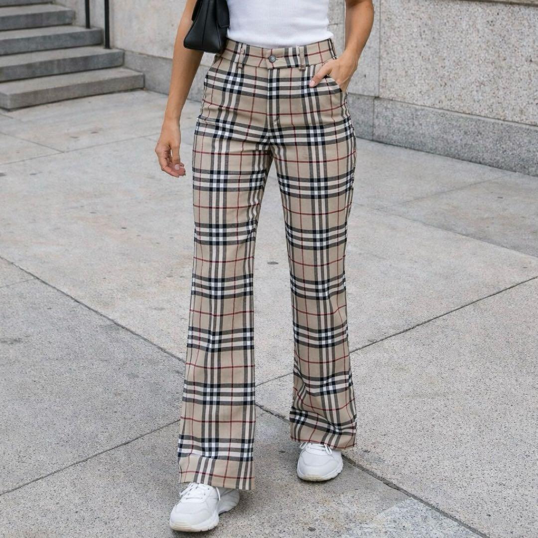 Y2K✨バーバリーブルーレーベル ノバチェック フレアパンツ 36 希少