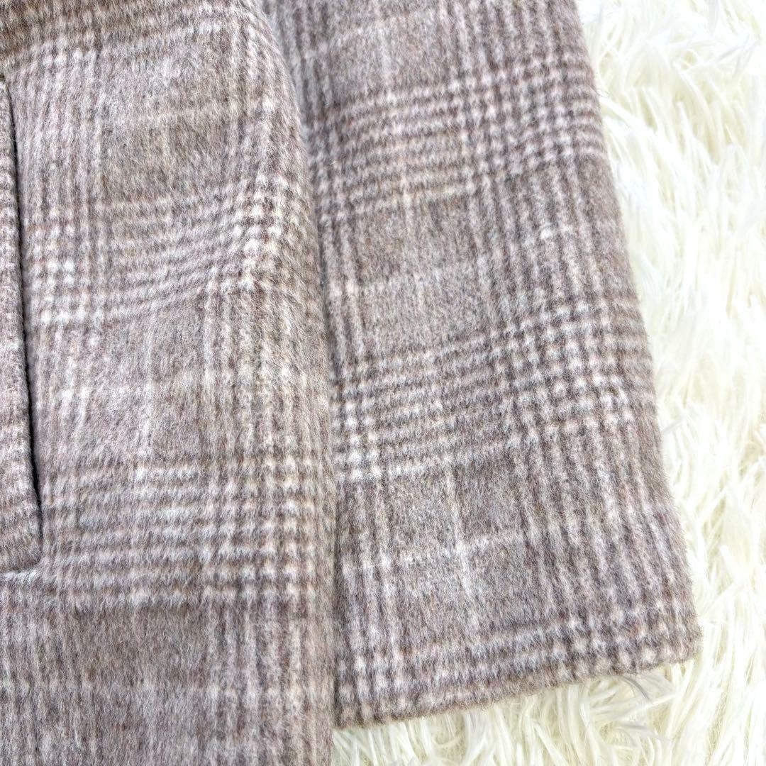 新品 COHINA コヒナ ミドル丈チェックコート F ウール混 ベージュ系