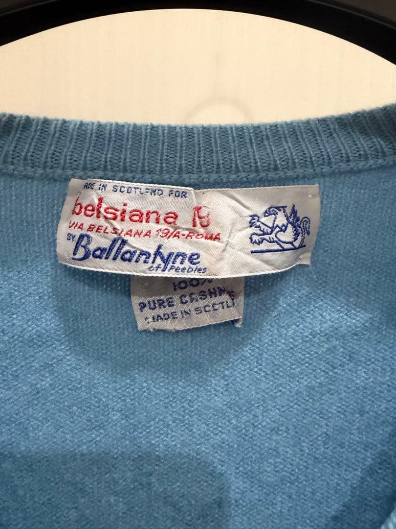 70年代 スコットランド製 バランタイン カシミヤニット ライトブルー
