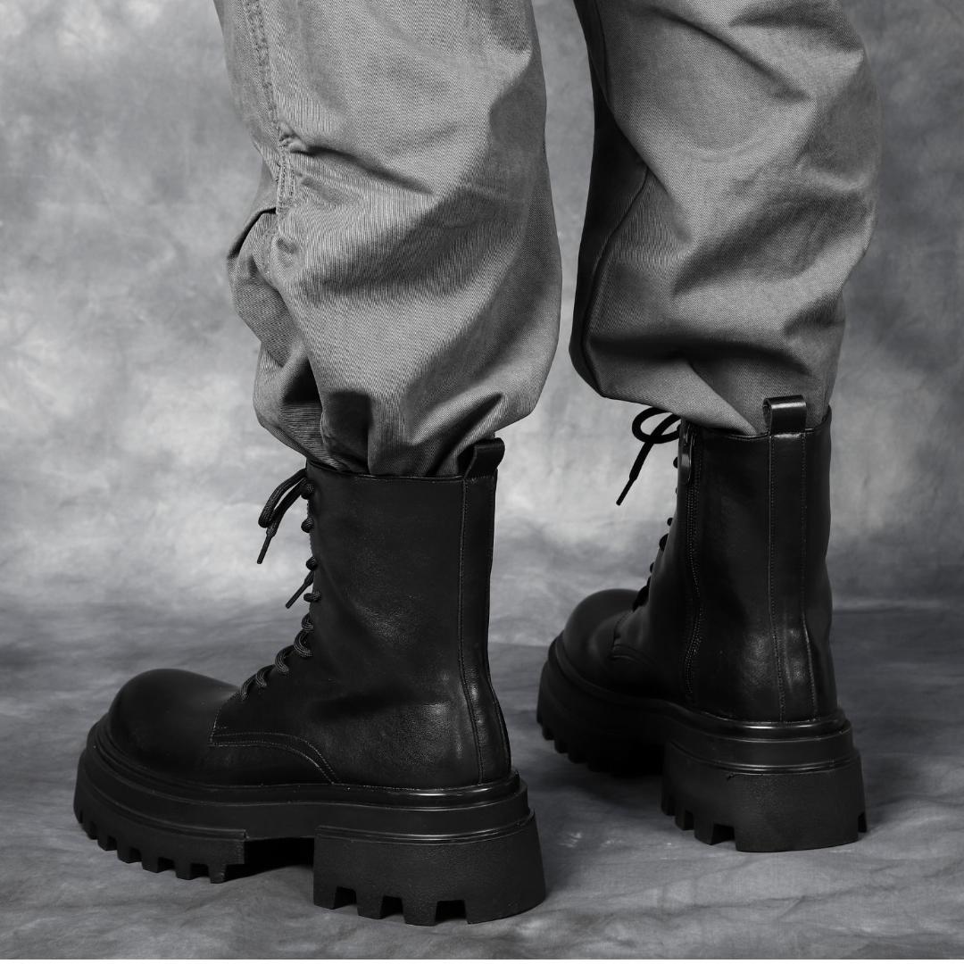 27cm/最大10cm身長UPメンズシークレットブーツ厚底靴ジップアップYU