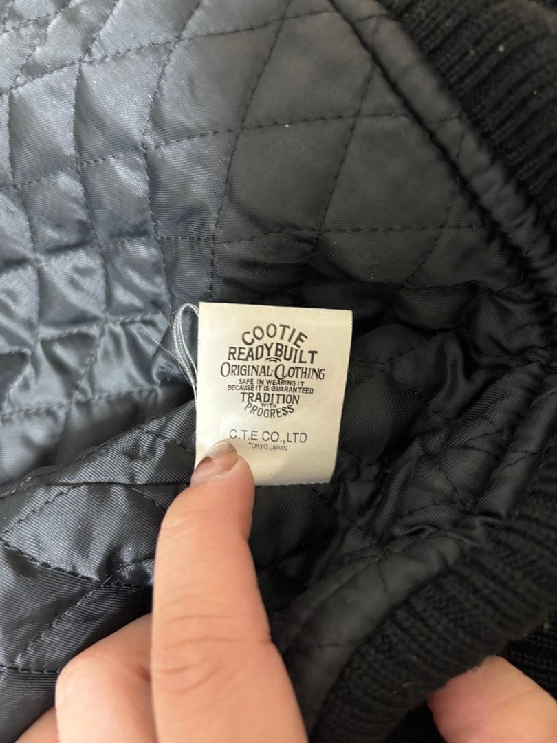 COOTIEロゴ 刺繍 ワッペン袖レザー袖革 スタジャン M