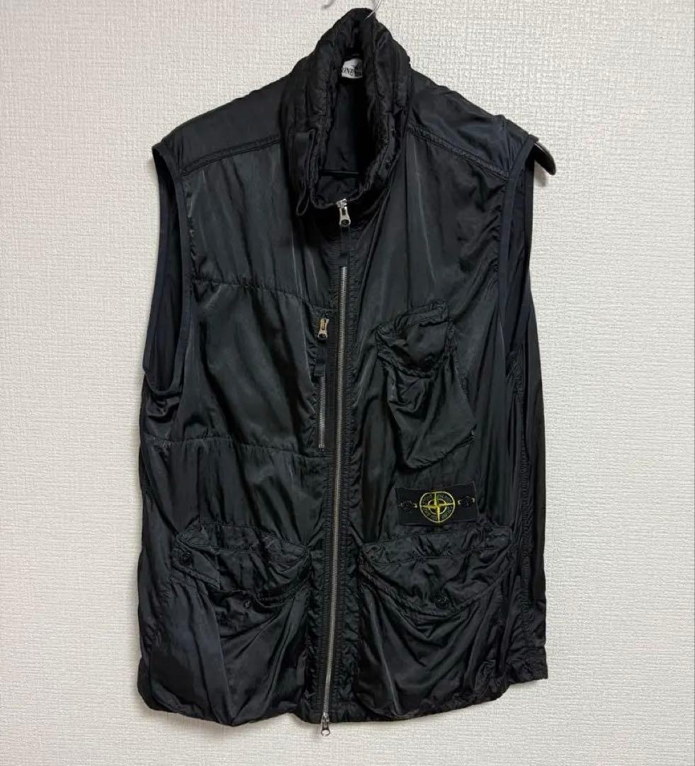 Stone  ナイロンベスト Lサイズ ブラック STONE ISLAND NYLON VEST(ストーンアイランド シワ加工入り ナイロン