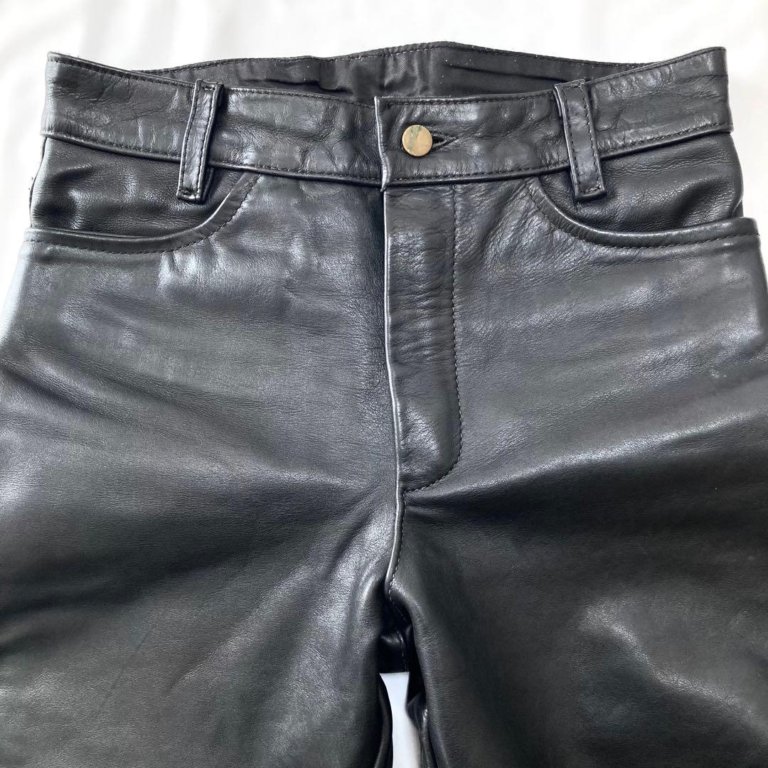 USA製VANSONバンソン☆本革レザーパンツ32ブラック黒ライダースパンツ