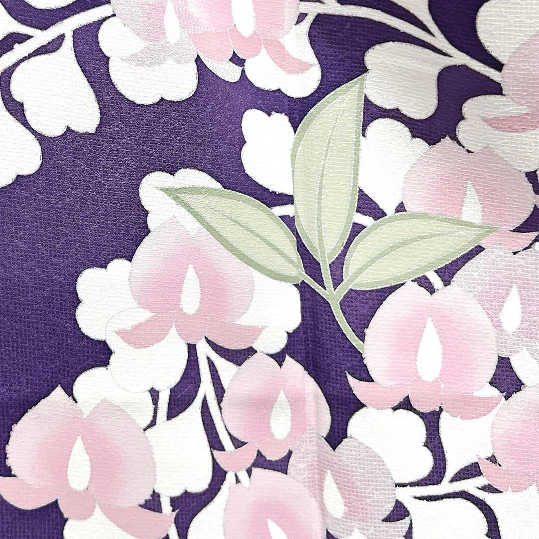 訪問着 藤の花 格子地紋 パープル 着物 025k - メルカリ