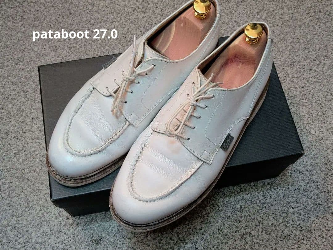 【最終価格】paraboot パラブーツ シャンボード 8.5 ホワイト 中古・古着通販】PARABOOT (パラブーツ) CHAMBORDレザーシューズ