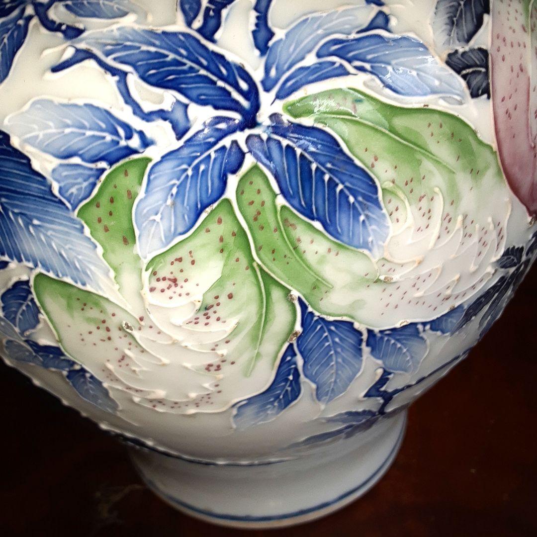 河本礫亭 青華白盛果実文 花瓶 S - メルカリ