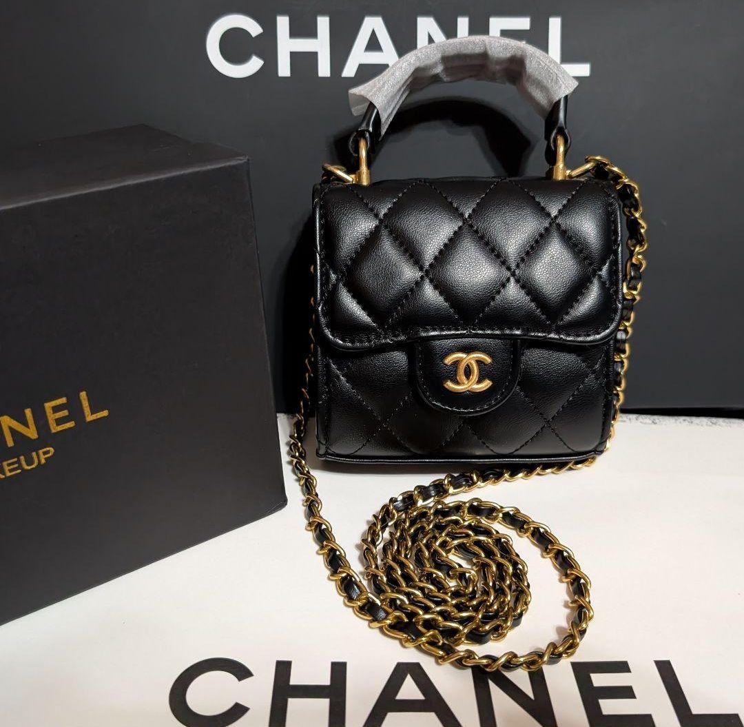 CHANELブラックキルティングチェーンショルダーミニバッグ ❦ミニマトラッセ CHANEL（シャネル） ミニ マトラッセ チェーン ショルダーバッグ