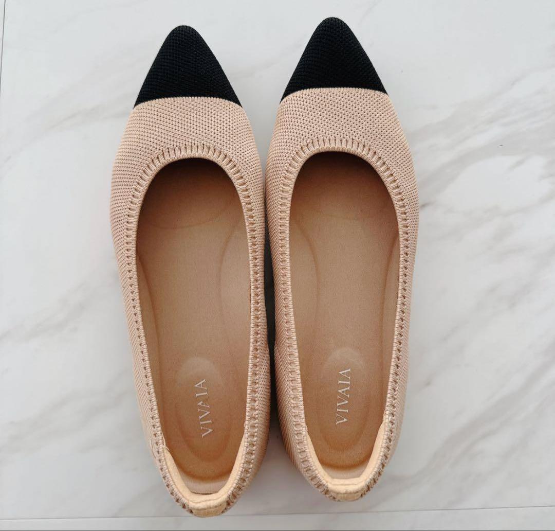 VIVAIA 38 24cm ニットパンプス バイカラー ベージュ ビバイア - メルカリ