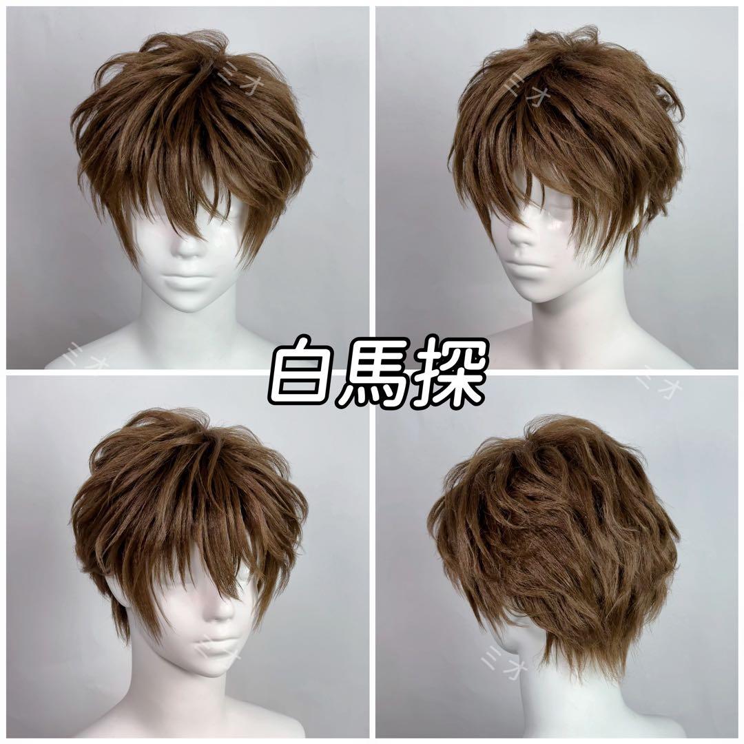 白馬探　ウィッグ 茶色 ショート レイヤー コスプレ用 自然系 コスプレ用ウィッグ レギュラーショート ブラウン01 ― コスプレ