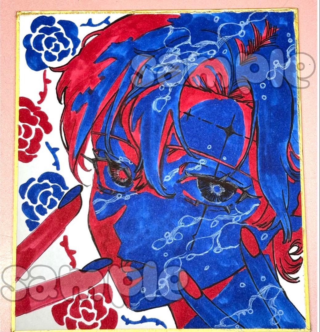 オリジナルイラスト 一点物 手描きイラスト アナログ 色紙 - メルカリ