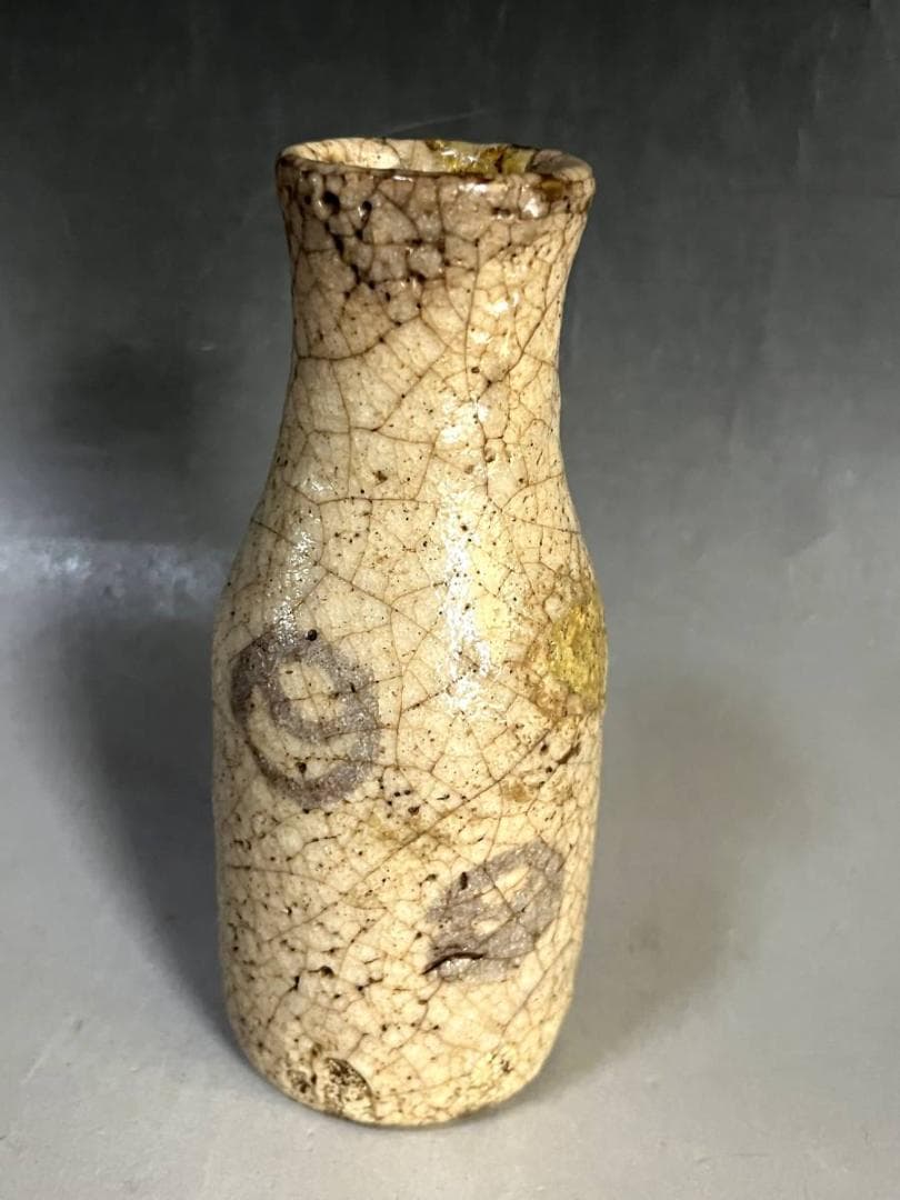 花瓶□古志野 丸紋 桃山期 華入 徳利型 古い花器 唐草 時代物 骨董品