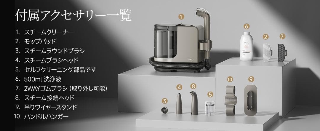 高音スチーム リンサークリーナー 2-in-1 大容量水タンク 18000Pa②