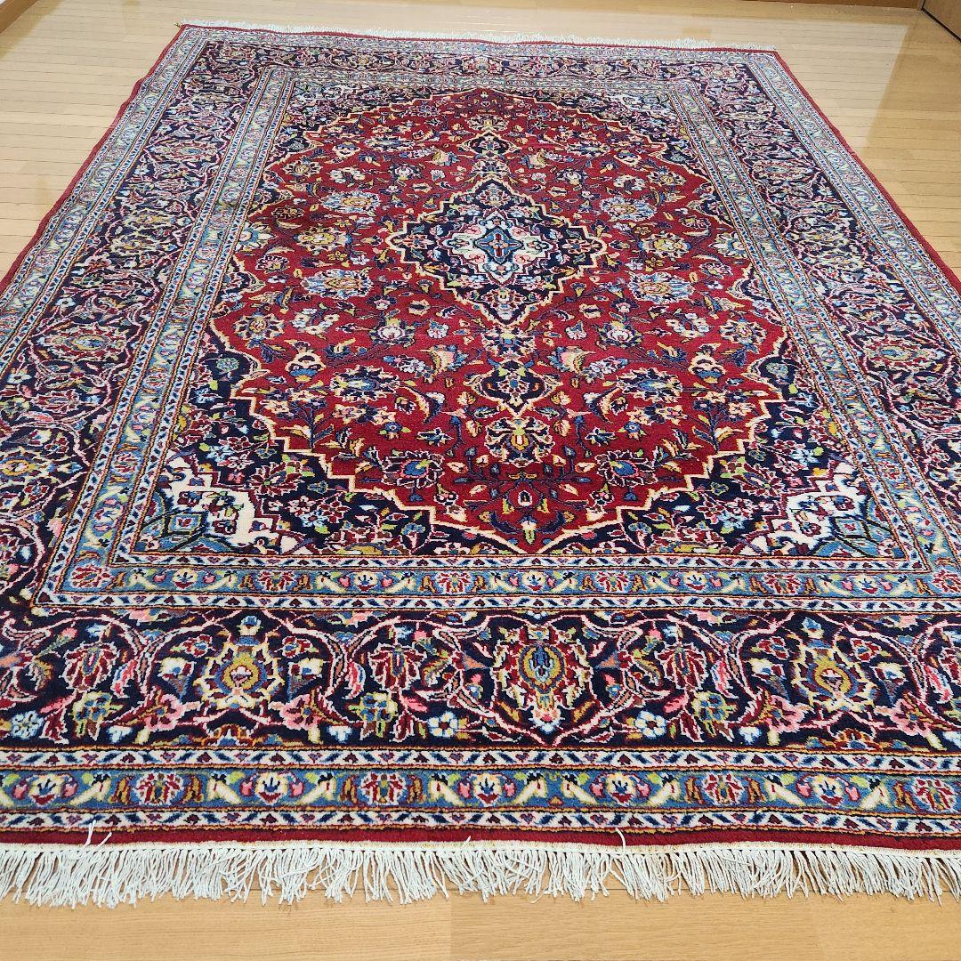 カシャーン ペルシャ絨毯 手織り・オールウール羊毛100% 282×211cmの