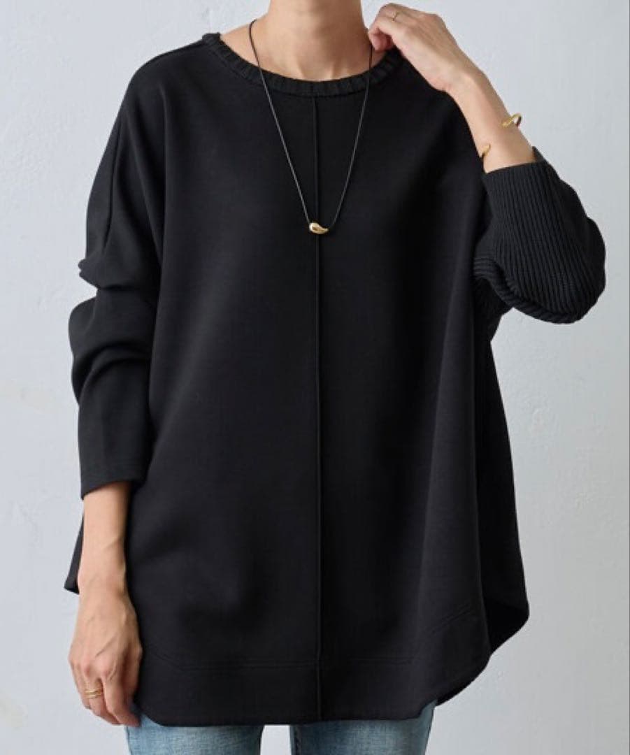 極美品 ビアズリー ニットコンビダンボールプルオーバー 24AW ブラック