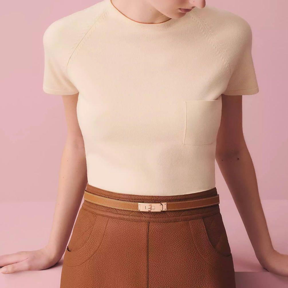 未使用【エルメス】ベルト《ケリー》18　ゴールド　ピンクゴールド金具　B刻印