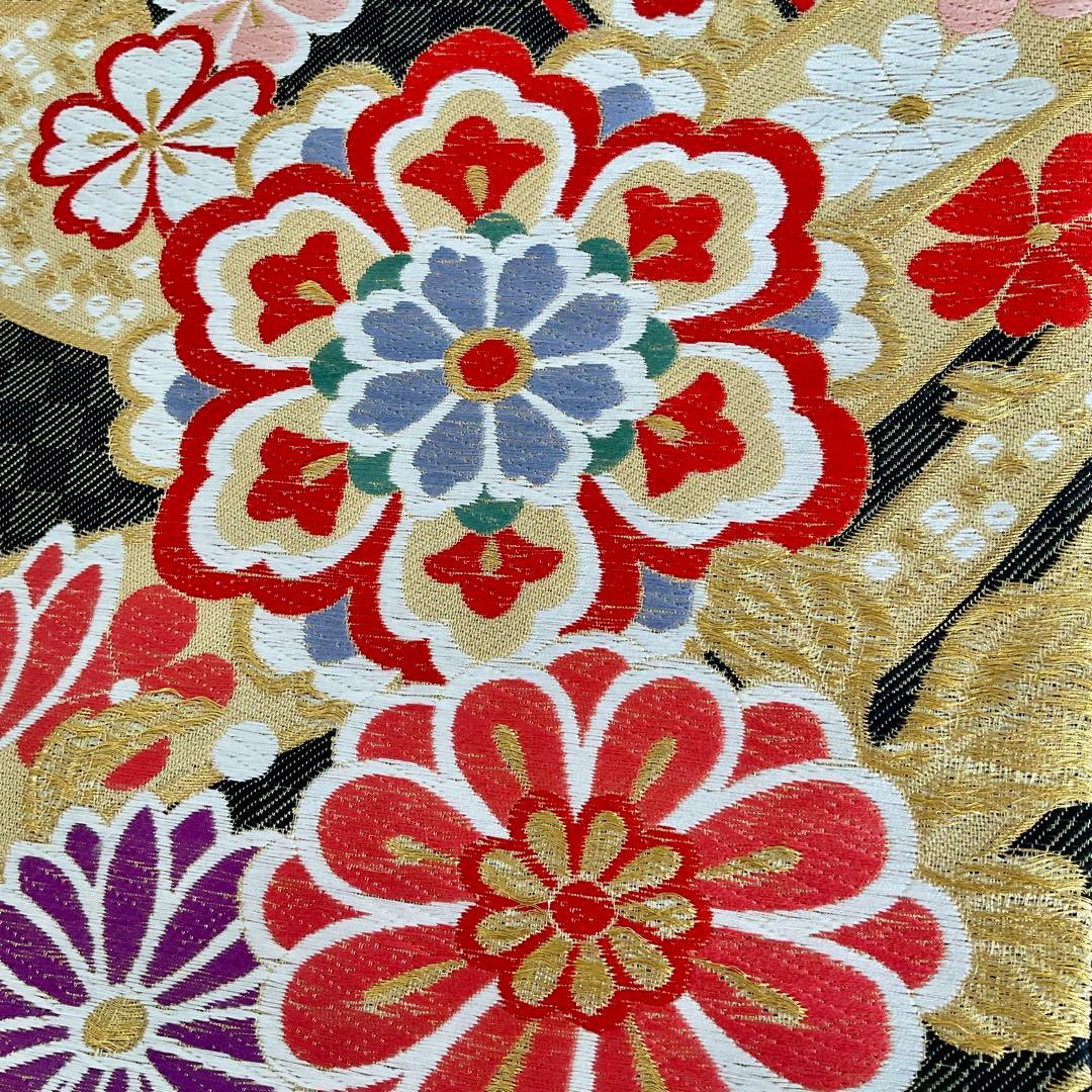 袋帯 振袖用袋帯No.169 黒系 七宝 熨斗 古典華紋様