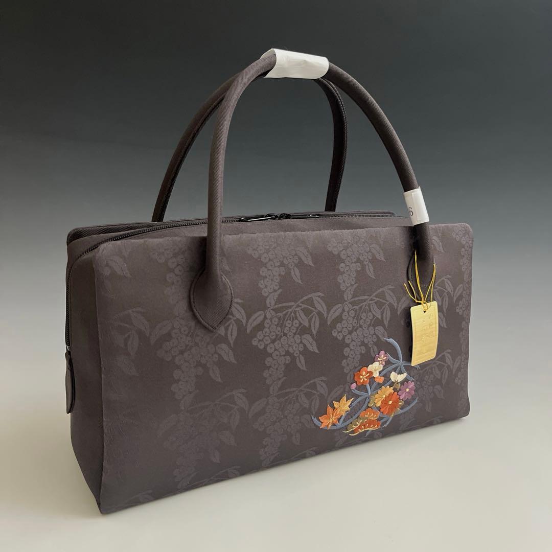 新品未使用品　京都 西陣織正絹帯地使用　利休バッグお茶席　25906 新品未使用 刺繍入り京都 西陣 正絹 帯使用 利休バッグ26208 - メルカリ