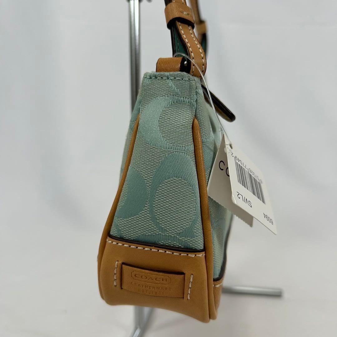 極美品/カード付】コーチ 6094 ソーホー ワンハンドバッグ 手提げ 水色