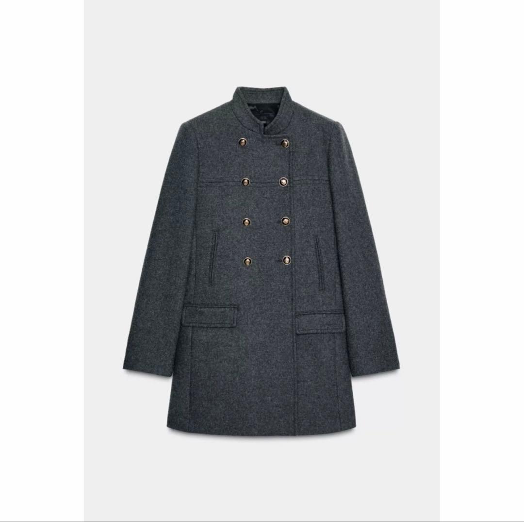 ZARA ウールダブルブレストコート S ZARA】ウール混ダブルブレストコート ベルト付き (ZARA/コートその他
