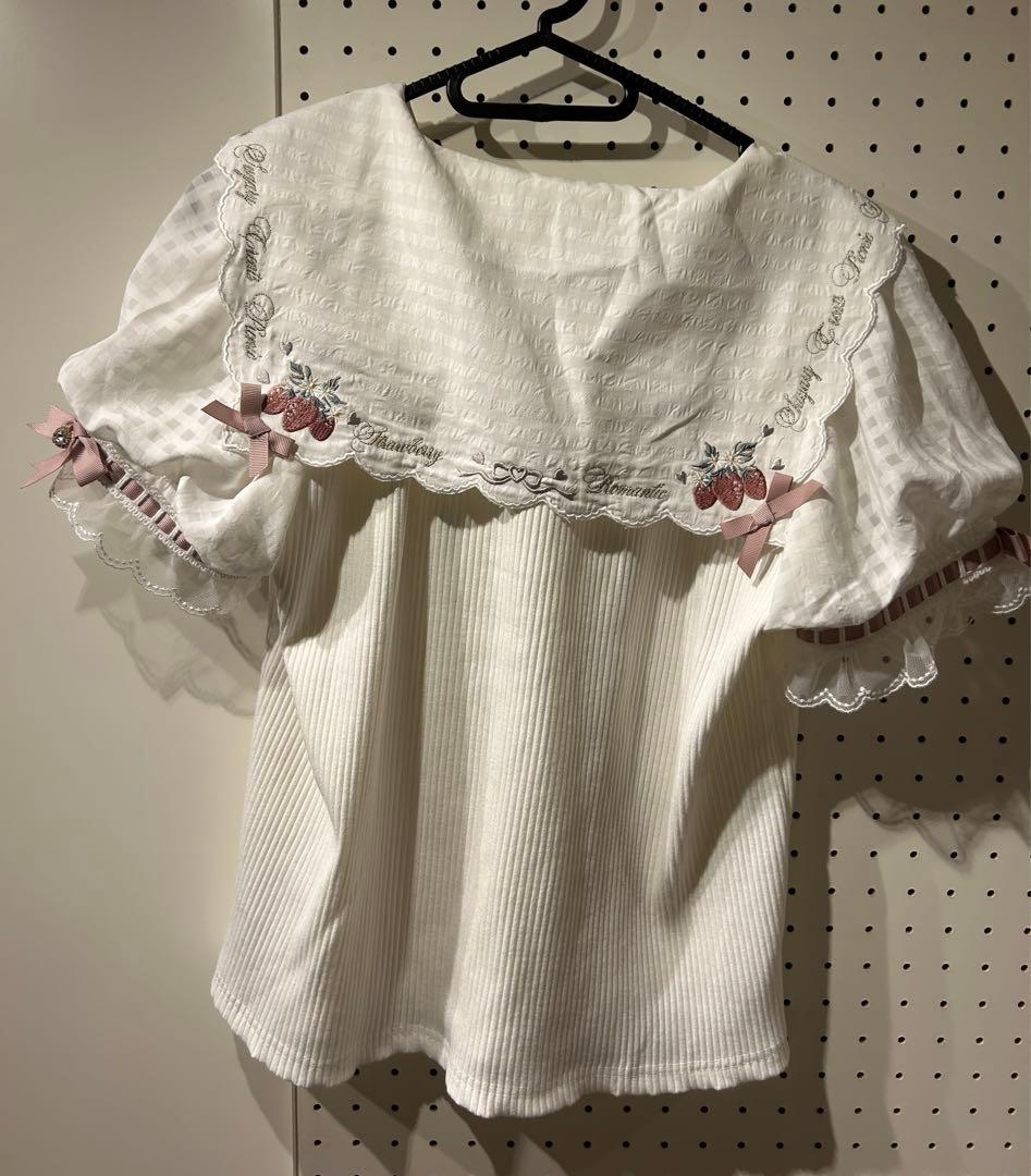LIZLISA ストロベリー刺繍セーラーリブブラウス - メルカリ