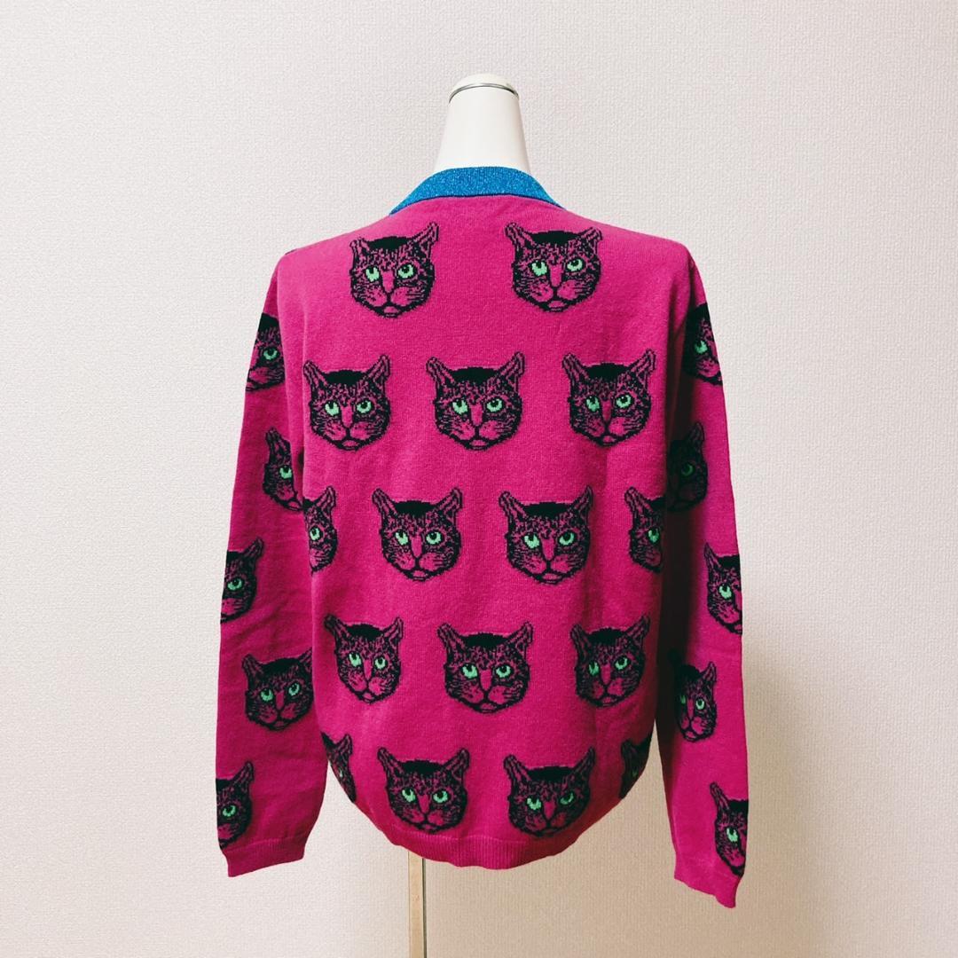 美品 Gucci グッチ 猫 ニット セーター 猫柄 ピンク - メルカリ