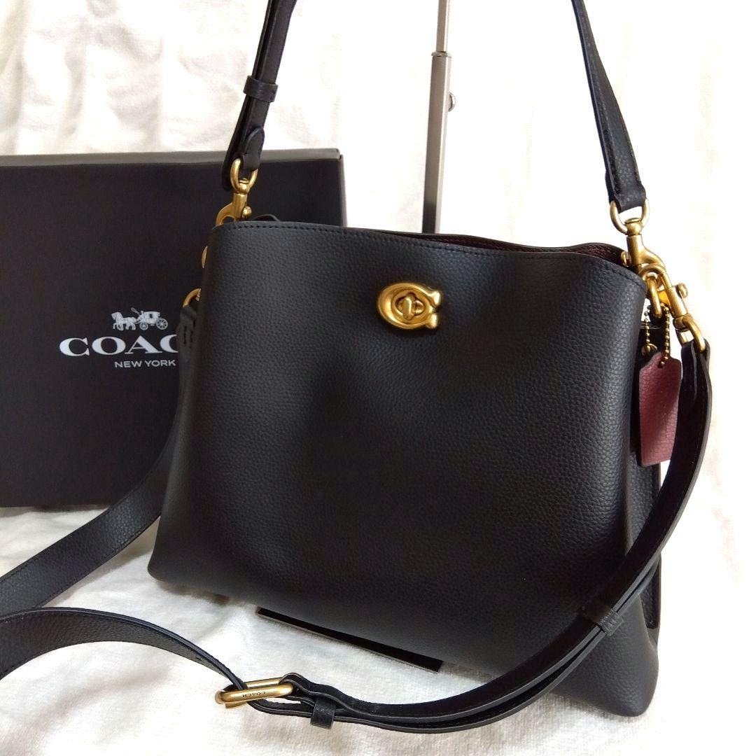 COACH ウィロウ ショルダーバッグ 2way ターンロック ブラック レザー