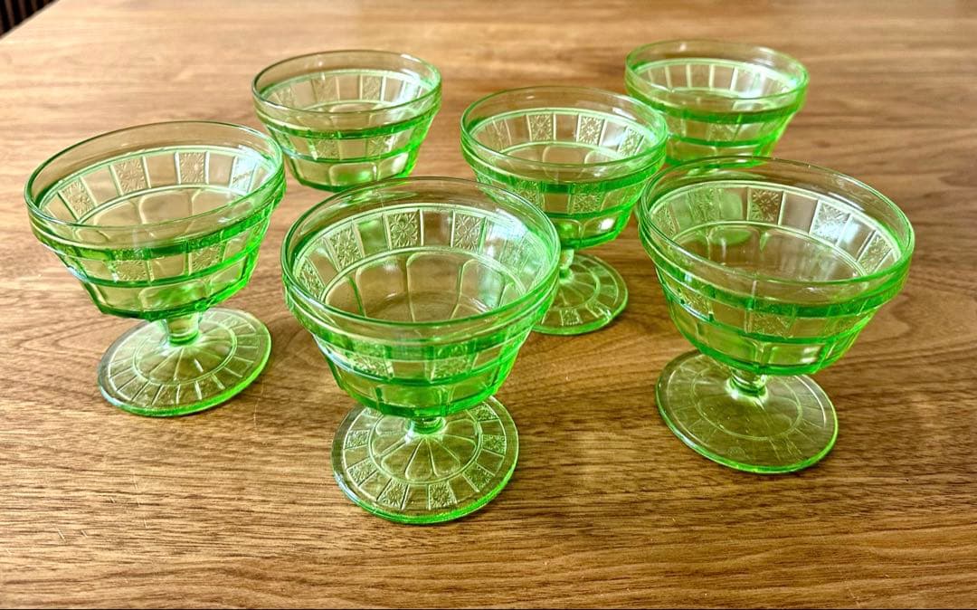 クリアランスDepression Glassディプレッションシャーベットグラス6 ディプレッションガラス - アイミルUSAヴィンテージ