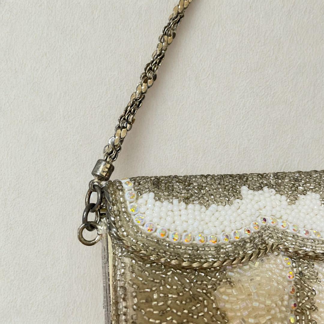 ヴィンテージ 総ビーズバッグ 和装バッグ パーティー ゴールド