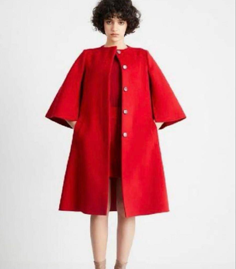 新品タグ付き ボーダーズアットバルコニー ケープコート 赤 36サイズ