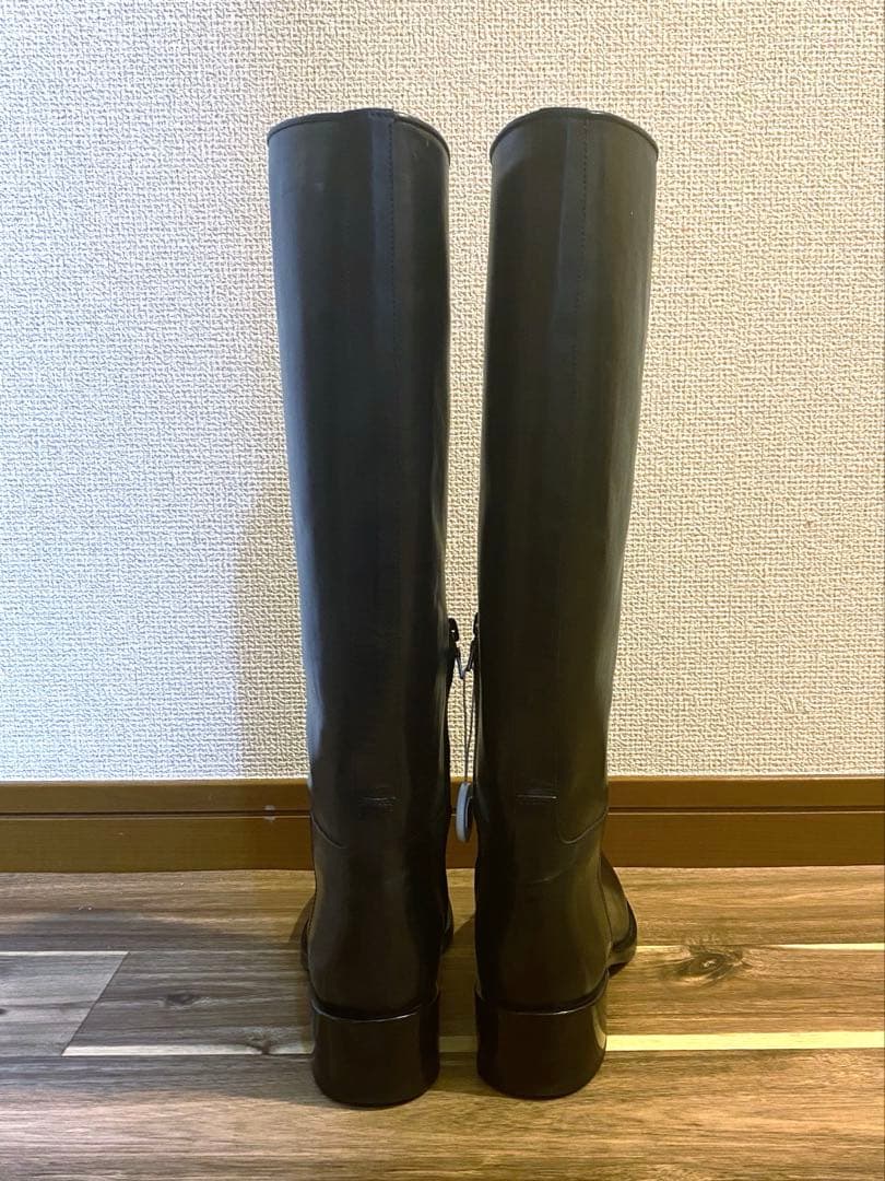 鑑定済】PRADA(プラダ)ブラック ロングブーツ 低ヒール 人気