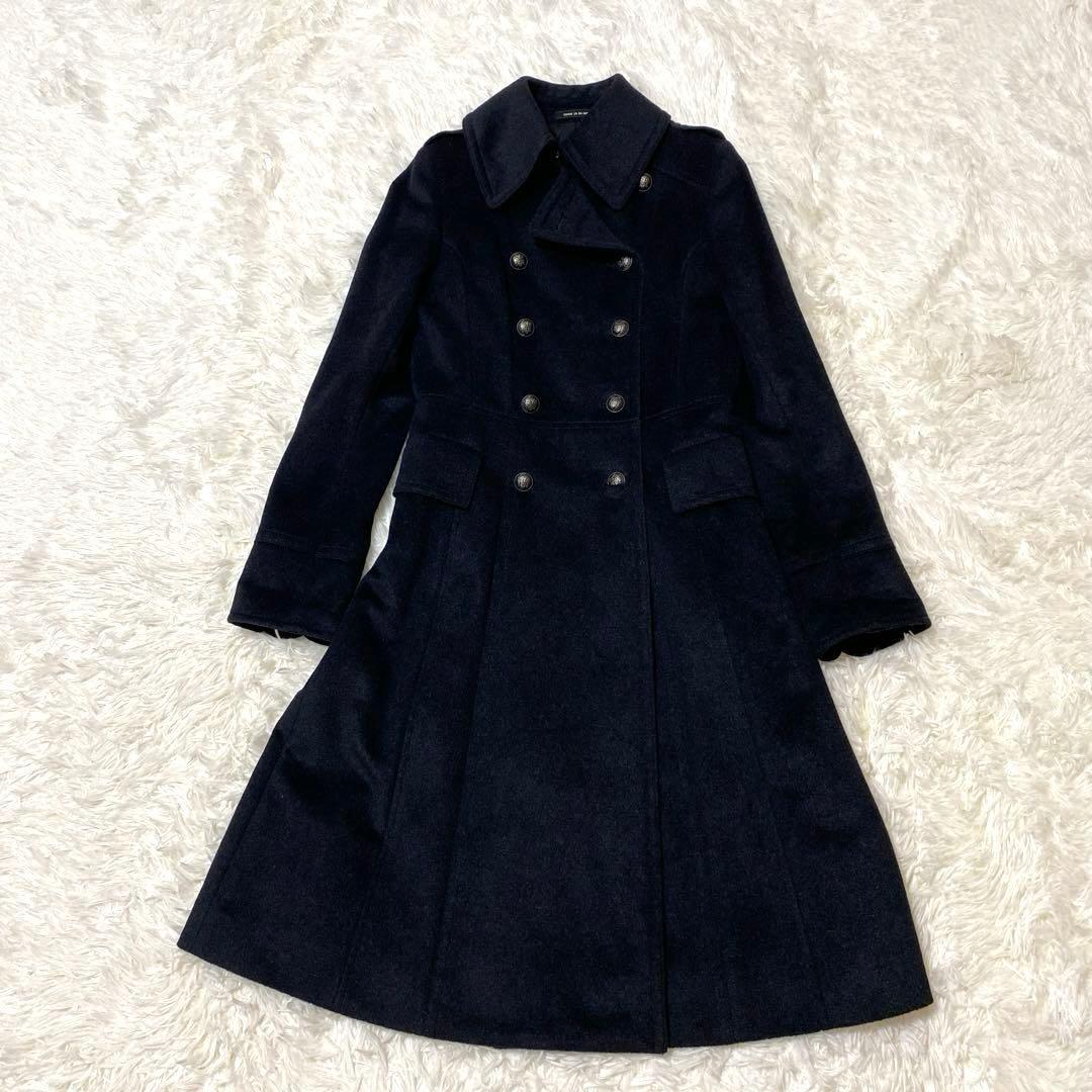 美品】 コムサデモード ナポレオンコート Aライン アンゴラ シルク